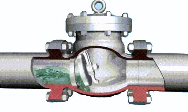tilting disc swing check valve working diagram-3D GIF animated presentation
