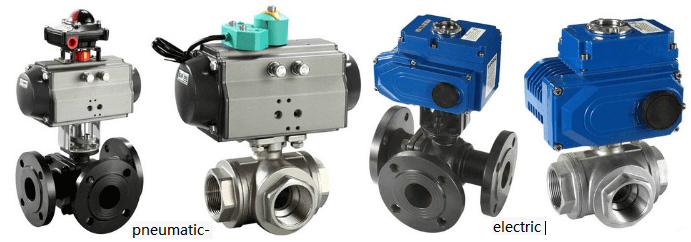 pneumatic-electric-three way ball valve-flange-crew-T-L-type